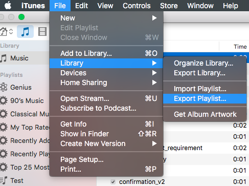 export for itunes playlist sd card